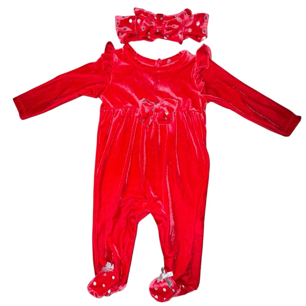 Baby Starters Vibrant Red Footie with Bow Set
